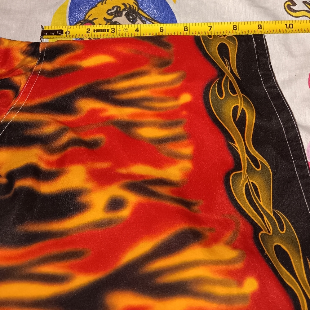 90s Highland Flame Swimming Swim Trunks Vintage Flames Fire Board Shorts Tribal - Picture 5 of 5